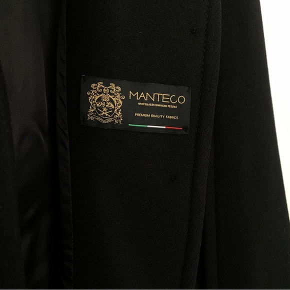 Zara Manteco Wool Blend Black Cape Coat with Gold Buttons women’s size L - Picture 8 of 9